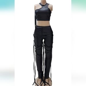 *NWOT Two Piece Outfits Sexy Sleeveless Crop Tank. Bodycon split long pants.